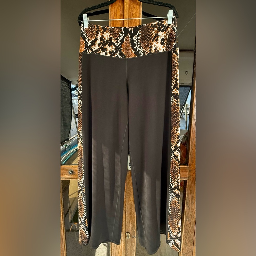 Eva Varro Black And Brown Python Snake Print Wide… - image 1